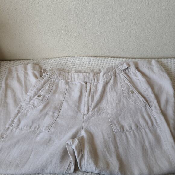 Athleta 100% Linen Light Beige Casual Pants Women's Size 16 - Picture 3 of 10